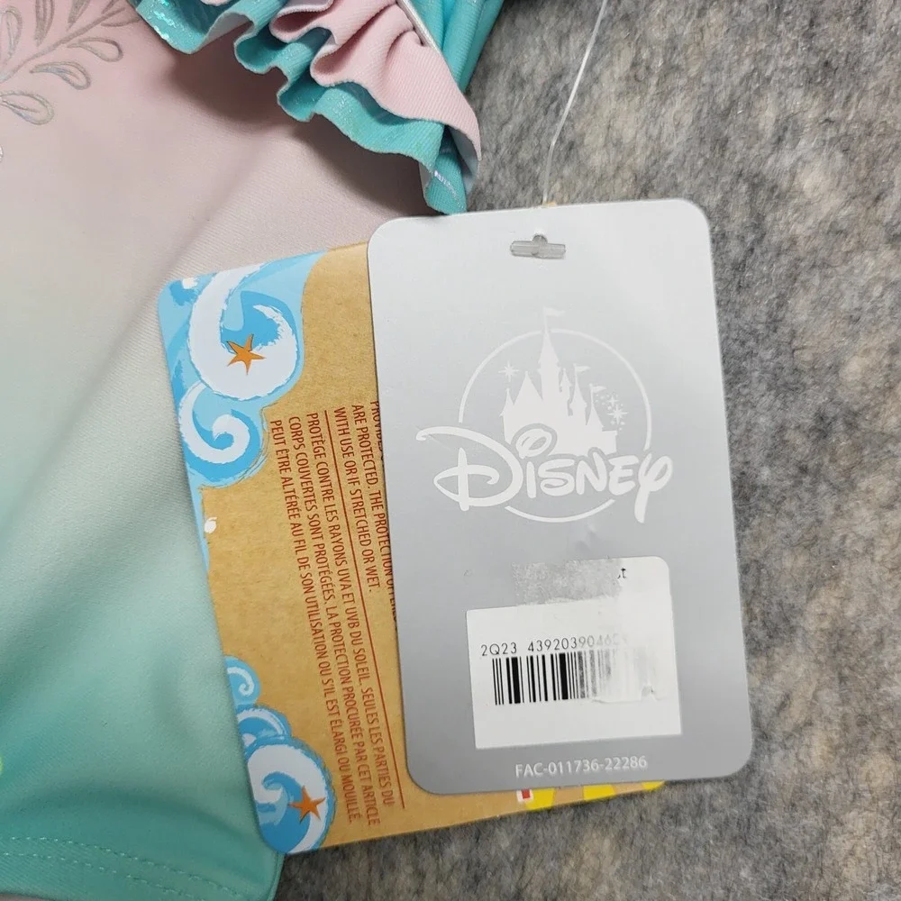 Disney Swimsuit Girls 3 Ariel The Little Mermaid Colorful UPF 50+ Sleeveless